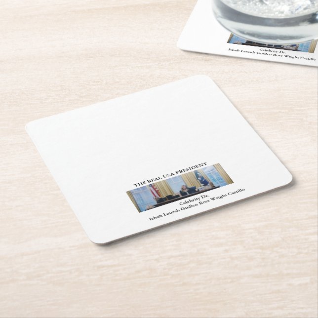 PORTA-COPO DE PAPEL QUADRADO #REALUSAPRESIDENTE #CELEBRITY #DR #ISHAHLAURAH (Inclinado)