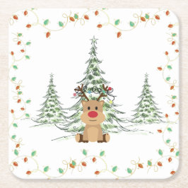 Porta-copo De Papel Quadrado Rebelde Natal Férias Das Árvores De Inverno