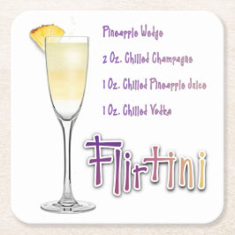 Porta-copo De Papel Quadrado Receita de Coquetel Flirtini de Abacaxi Mimosa Art