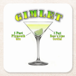 Porta-copo De Papel Quadrado Receita de Coquetel Gimlet Martini Arte