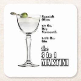 Porta-copo De Papel Quadrado Receita de Coquetel Martini 3 para 1 (Molhado) em