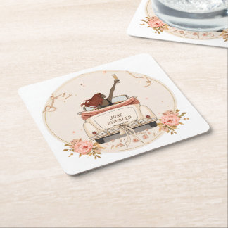 Porta-copo De Papel Quadrado Recém-Divorciada em Floral Elegante Suporte para C