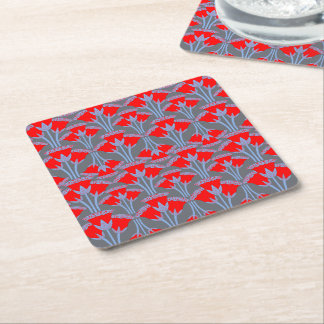 Porta-copo De Papel Quadrado Red Bellflower Square Paper Coaster 