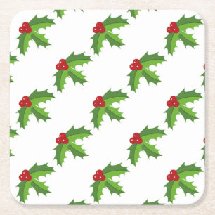 Porta-copo De Papel Quadrado Red Berry Holly