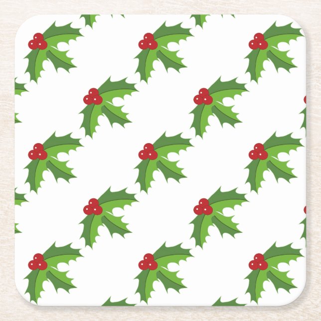 Porta-copo De Papel Quadrado Red Berry Holly (Frente)