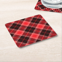 Porta-copo De Papel Quadrado Red Black Tartan