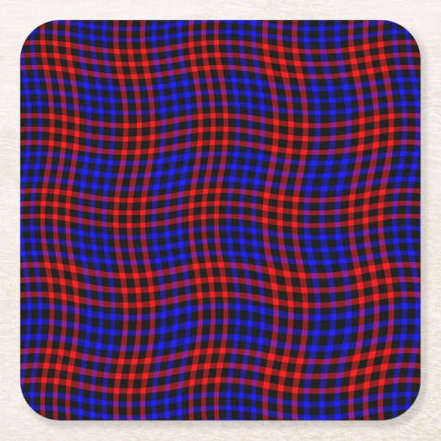 Porta-copo De Papel Quadrado Red Blue Plaid Checker Seamless Pattern (Frente)