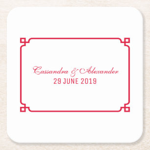 Porta-copo De Papel Quadrado Red Deco Chic Wedding