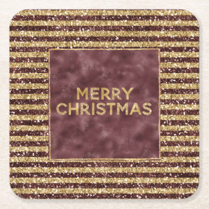 Porta-copo De Papel Quadrado Red Dourado Glitter Sparkle Strikle Natal