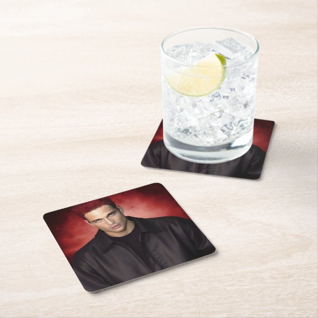 Porta-copo De Papel Quadrado Red Gravity paper coaster (Insitu)