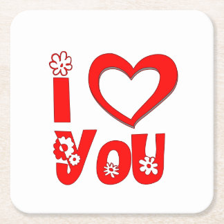 Porta-copo De Papel Quadrado Red I Love You Minimalista Coração Copo de Papel