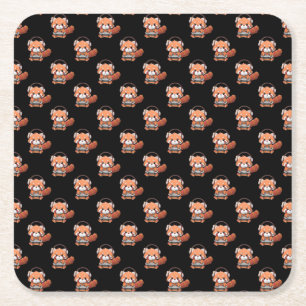 Porta-copo De Papel Quadrado Red Panda Gamer