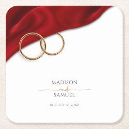 Porta-copo De Papel Quadrado Red Velvet Wedding Coaster