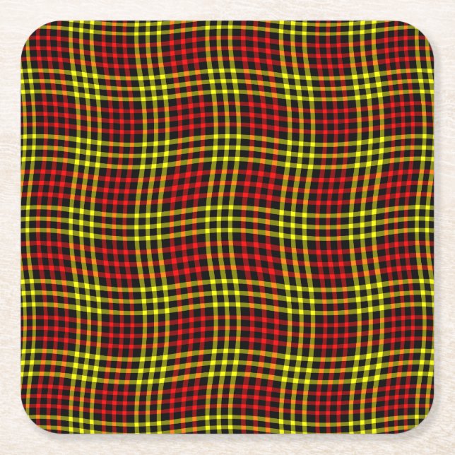 Porta-copo De Papel Quadrado Red Yellow Plaid Checker Seamless Pattern (Frente)