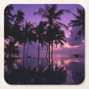 Porta-copo De Papel Quadrado Reflexão da palmeira