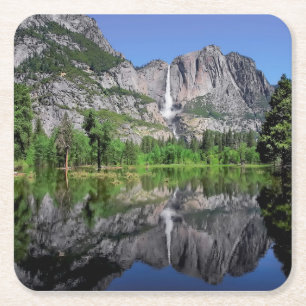 Porta-copo De Papel Quadrado Reflexão de Yosemite Falls