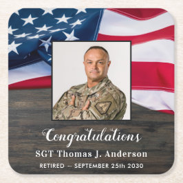 Porta-copo De Papel Quadrado Reforma Militar Bandeira Americana Patriótica