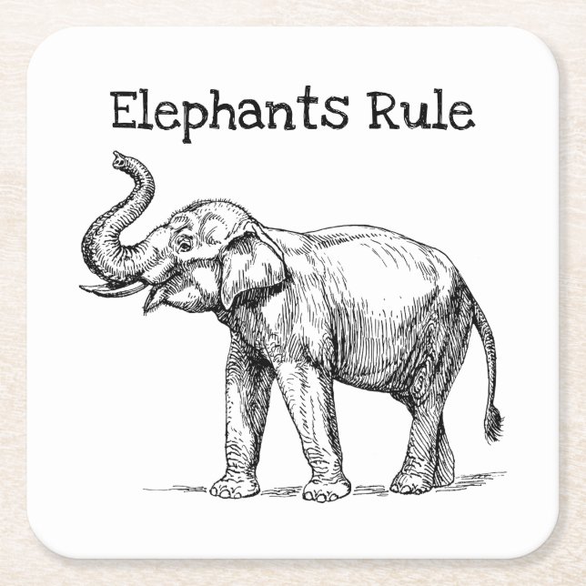 Porta-copo De Papel Quadrado Regra de elefantes (Frente)