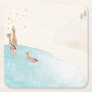 Porta-copo De Papel Quadrado Reindeer de férias de inverno