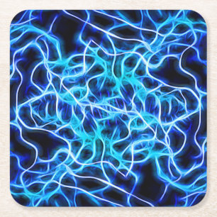 Porta-copo De Papel Quadrado Relâmpago azul de néon elétrico da bobina de Te