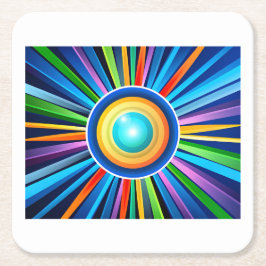 Porta-copo De Papel Quadrado Relógio de parede moderno com o sol radial vibrant