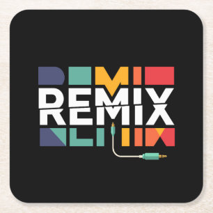 Porta-copo De Papel Quadrado Remix Áudio Gráfico Geométrico Retro de Música d
