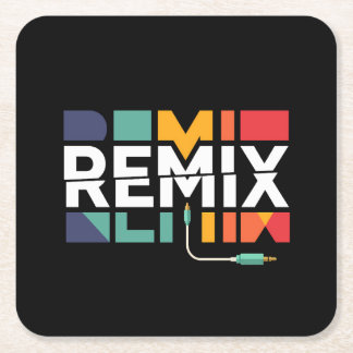 Porta-copo De Papel Quadrado Remix Áudio | Gráfico Geométrico Retro de Música d