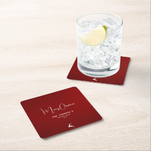 Porta-copo De Papel Quadrado Rena de Natal Minimalista Elegante Personalizada
