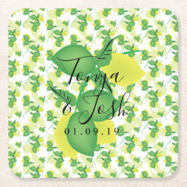 Porta-copo De Papel Quadrado Repetir Silo Limão Lima Casamento Moderno