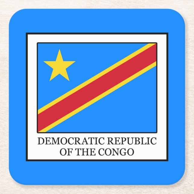 Porta-copo De Papel Quadrado República Democrática do Congo (Frente)