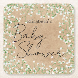 Porta-copo De Papel Quadrado Respiração do bebê Flores de Água Chá de fraldas B