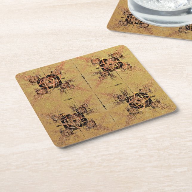 Porta-copo De Papel Quadrado Retângulo de ouro (Inclinado)