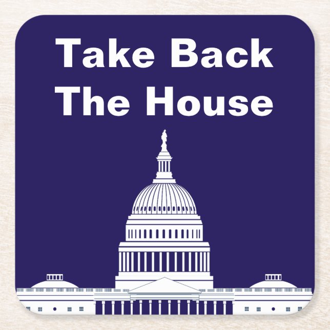 Porta-copo De Papel Quadrado Retomar a Câmara dos Representantes (Frente)