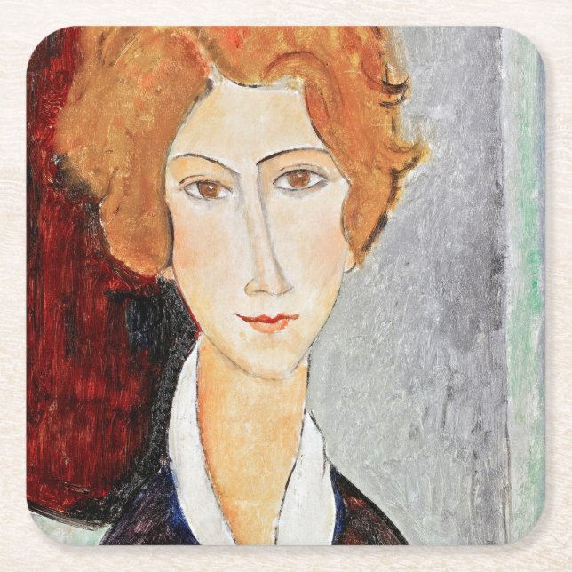 Porta-copo De Papel Quadrado Retrato da Mulher, Modigliani (Frente)