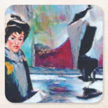 Retrato da Mulher Vintage com fundo de Abstrato