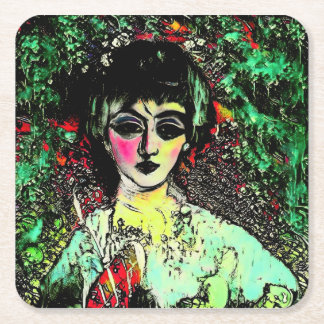 Porta-copo De Papel Quadrado Retrato de Beleza Gótica