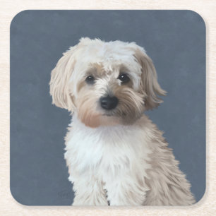 Porta-copo De Papel Quadrado retrato de estimação de cachorro Shorkie