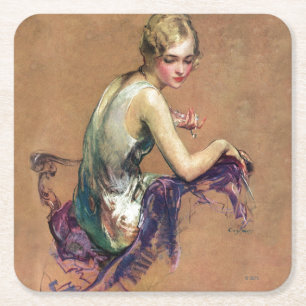 Porta-copo De Papel Quadrado Retrato de Pastel