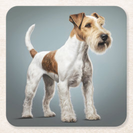 Porta-copo De Papel Quadrado Retrato De Um Cabelo De Fio De Fox Terrier