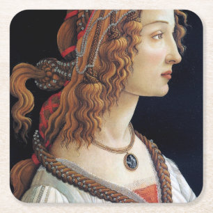 Porta-copo De Papel Quadrado Retrato de uma Senhora, Sandro Botticelli