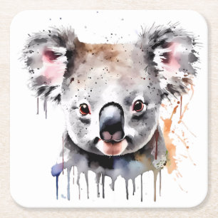 Porta-copo De Papel Quadrado Retrato do Urso Koala