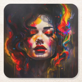 Porta-copo De Papel Quadrado Retrato Surreal Negrito