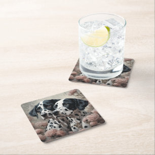 Porta-copo De Papel Quadrado Retratos de Raça de Cachorro Flor 4