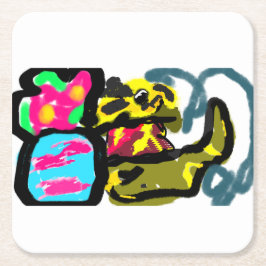 Porta-copo De Papel Quadrado Retriever de ouro e primavera