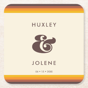 Porta-copo De Papel Quadrado Retro 60s vintage cores casamento