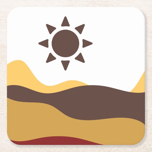 Porta-copo De Papel Quadrado Retro Boho Sun (Frente)