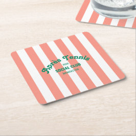 Porta-copo De Papel Quadrado Retro Green Après Tennis Social Club Pink Stripe 