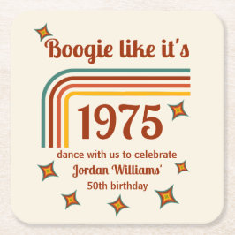 Porta-copo De Papel Quadrado Retro Groovy Boogie Simple Dance 50º aniversário