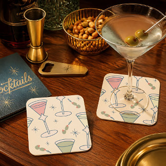 Porta-copo De Papel Quadrado Retro Martini Meados do Século