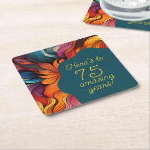 Porta-copo De Papel Quadrado Retro Moderno Verde-azulado Laranja Aniversário de
